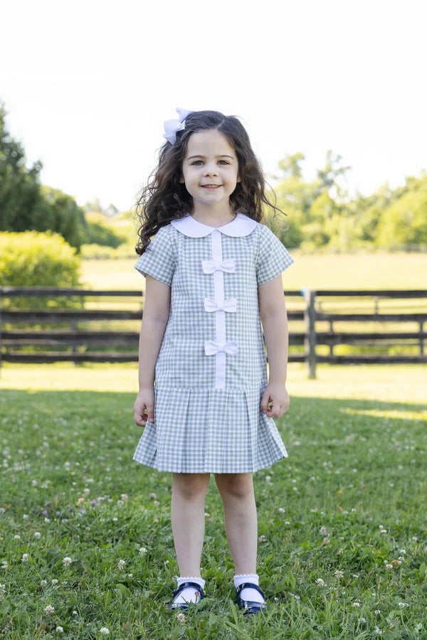 Florence Eiseman Check Dress w/Pleated Skirt & Bows