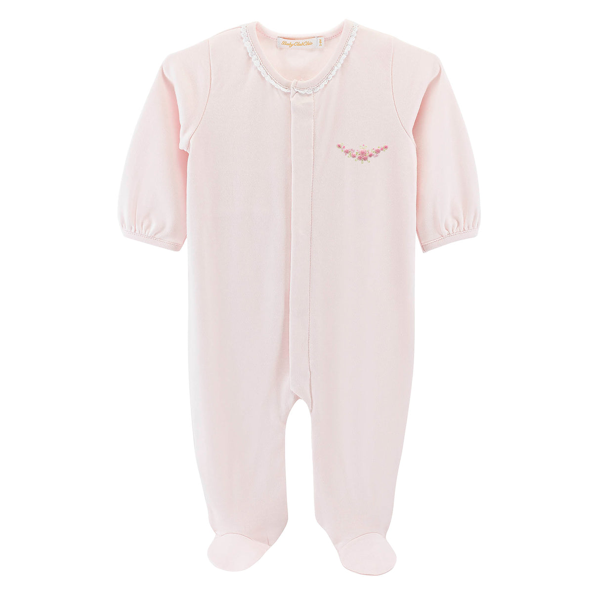 BCC Blossom Moon Footie w/ Lace Trim-Pink