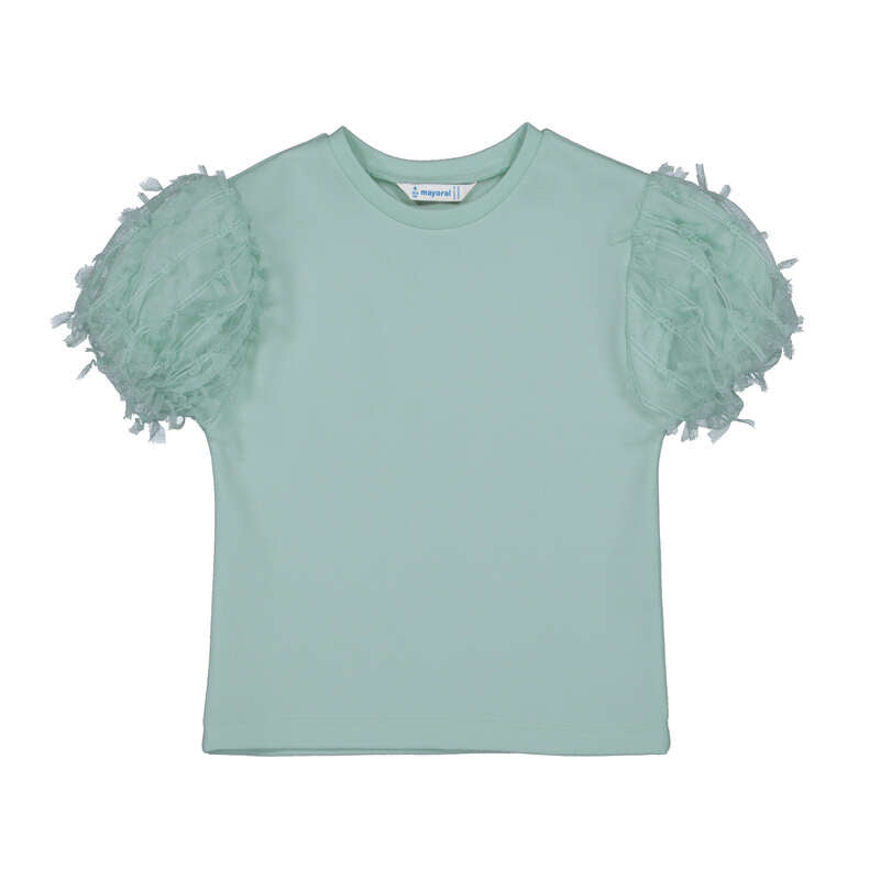 Mayoral S/S Tulle Sleeve Shirt-Mint