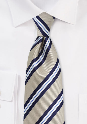 Golden Tan and Navy Striped Tie