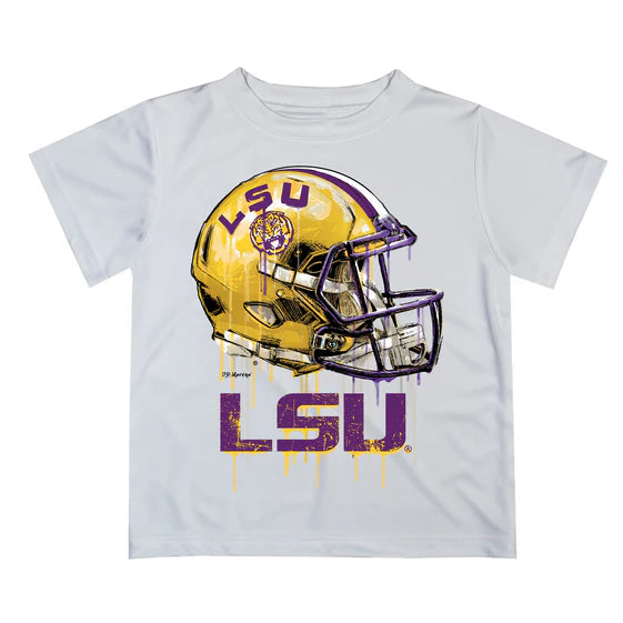 LSU DriFit Football Helmet Drip Shirt-White