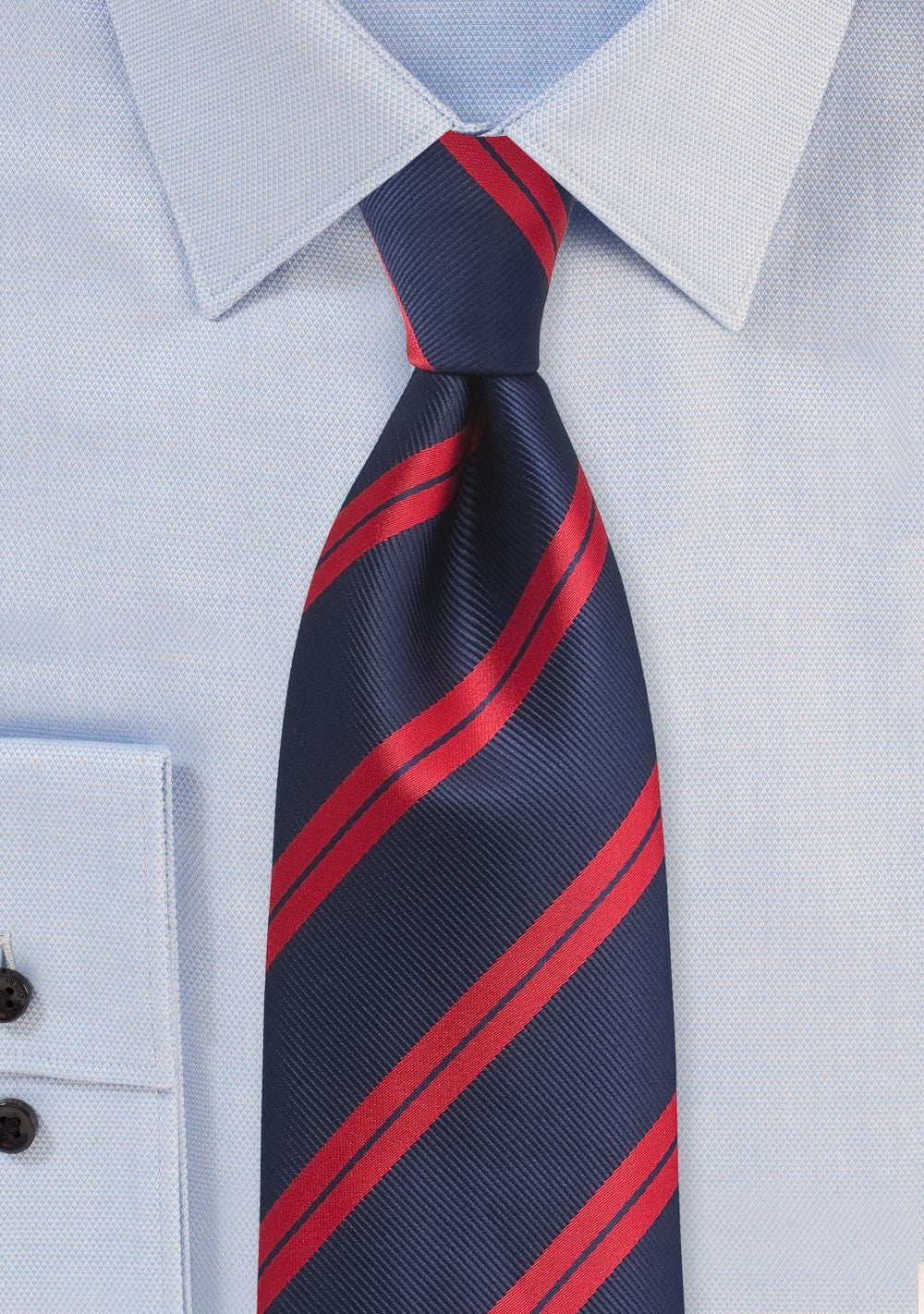 Navy and Cherry Red Striped Tie