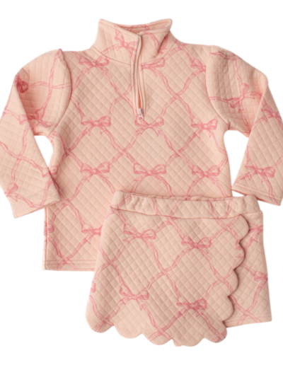 Banana Split Kassidy Scalloped Skort Set-Dainty Bows - Quilted