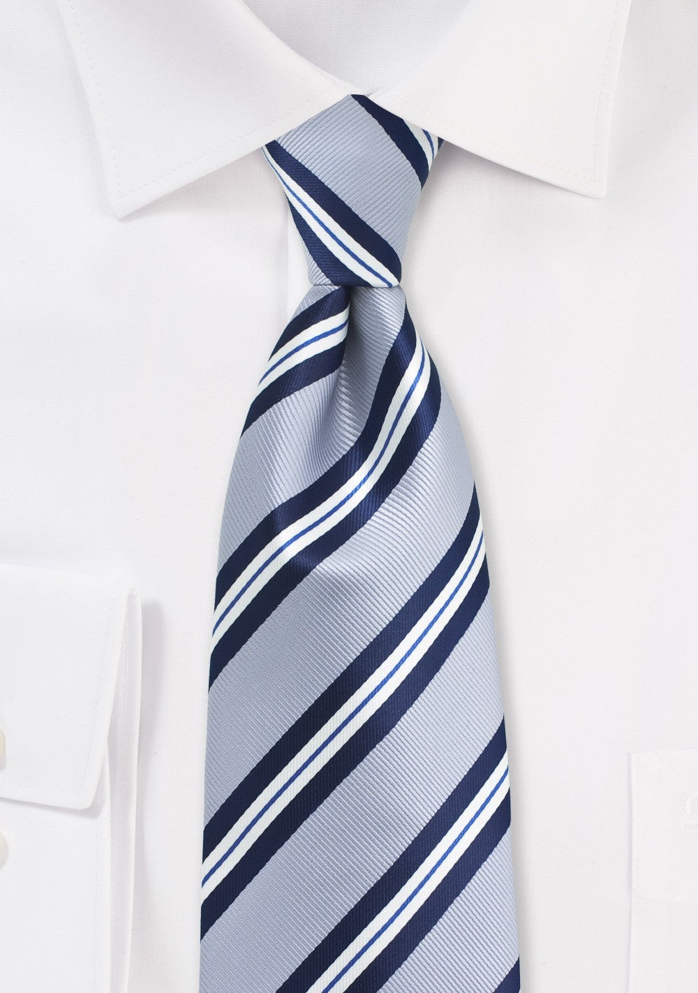 Silver and Navy Striped Tie