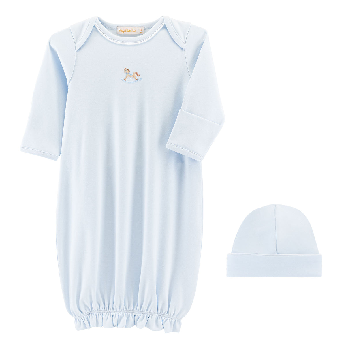 BCC Blue Cute Rocking Horse Emb Gown/Hat
