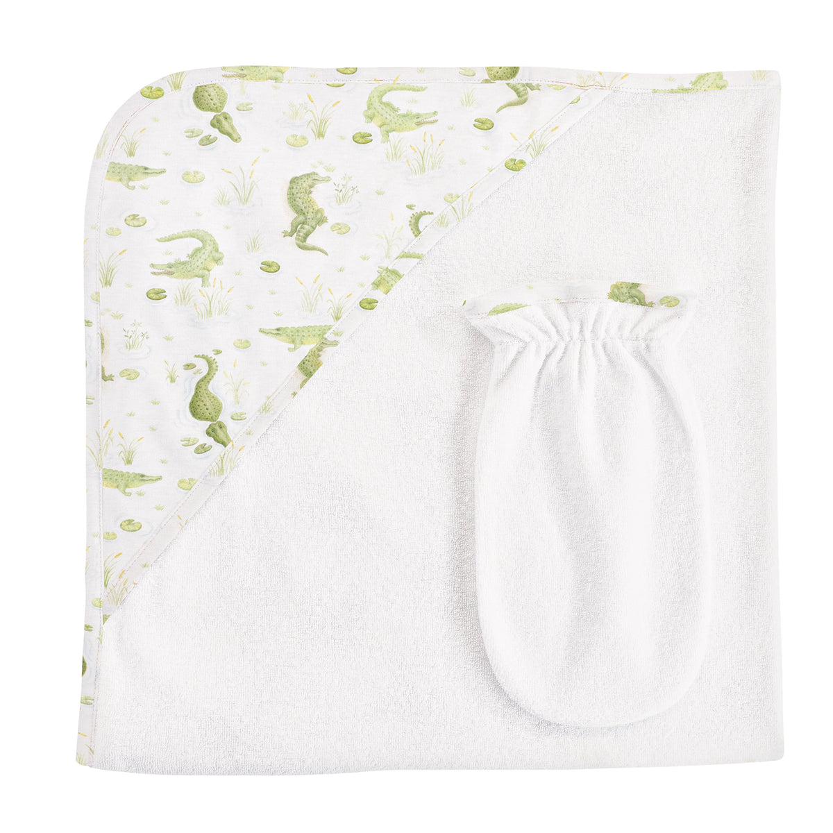 BCC River Crocs Hooded Towel & Mitt Set