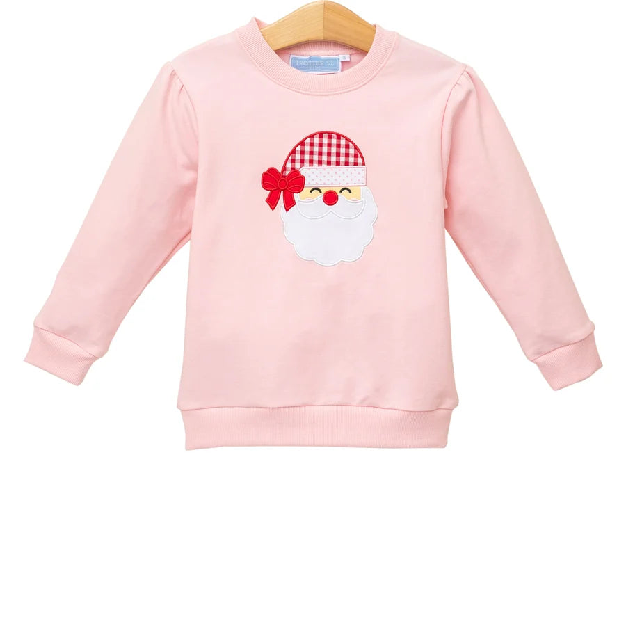 Trotter Street Santa French Terry Pullover-Lt. Pink