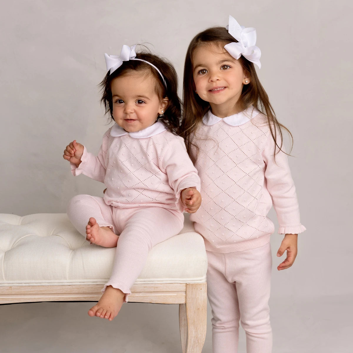 Girls Peter Pan Diamond Knit Set