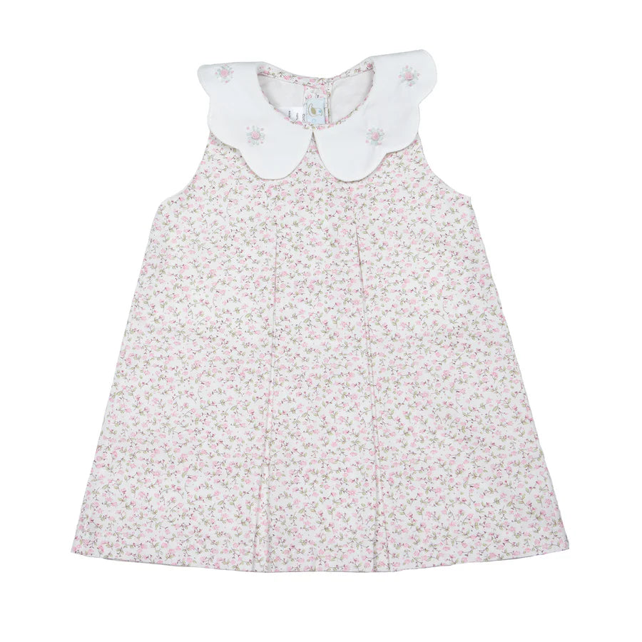 Cuclie Sophie Dress-White Multi Flower w/ Ruffle Collar