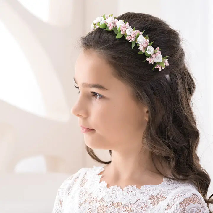 BajaBella Headband w/ White & Pink Flowers
