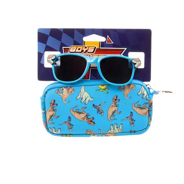 Shark Eyes Blue Dino Sunnies and Zip Case