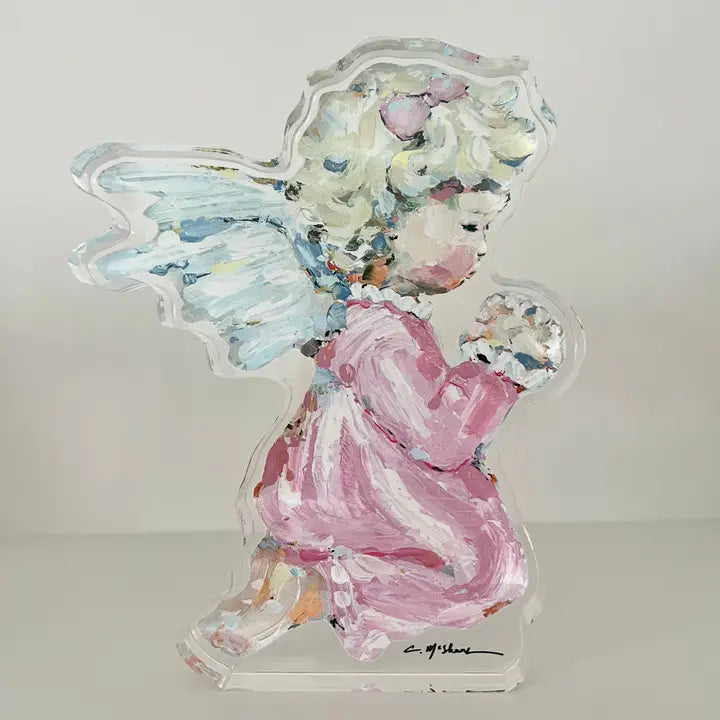 Pink Angel Wings Small Acrylic Cutout-Blonde