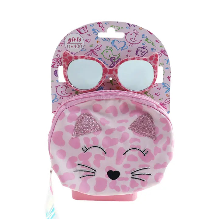 Shark Eyes Cat Eye Sunglasses w/ Kitty Zip Case
