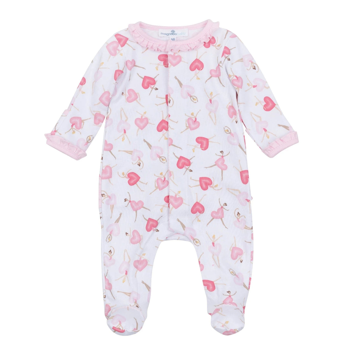 Magnolia Baby Dancing Hearts Zipper Footie