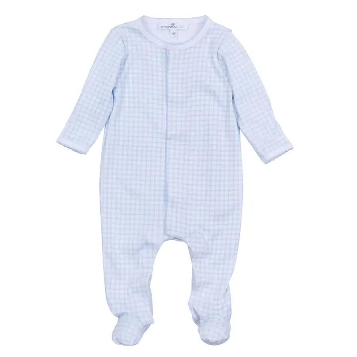 MB Peek-a-boo Wishes Blue Check Footie