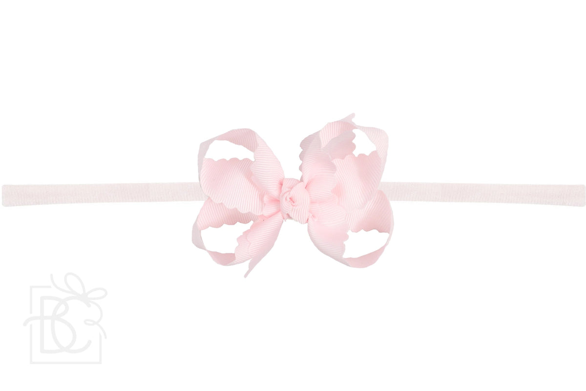 BC 3.5 Powder Pink Scallop Edge Bow on Pantyhose