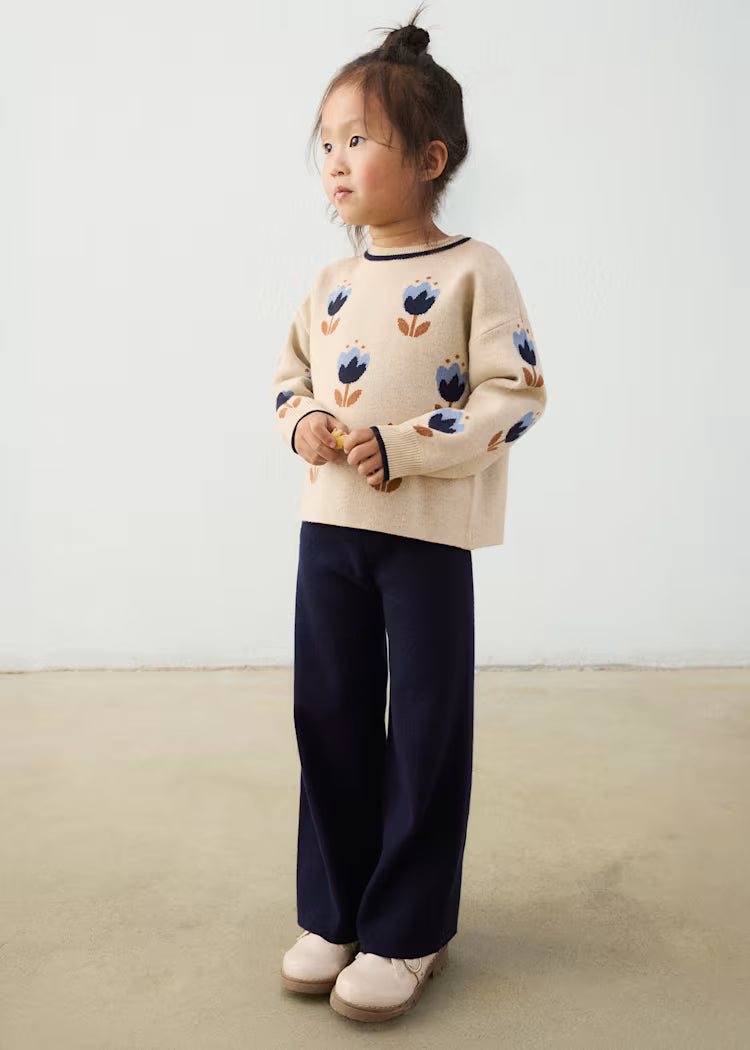 Mayoral Floral Sweater Trouser Set-Navy