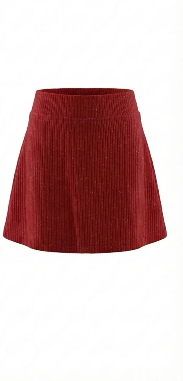 Pleat Libba Skirt-Red Velour