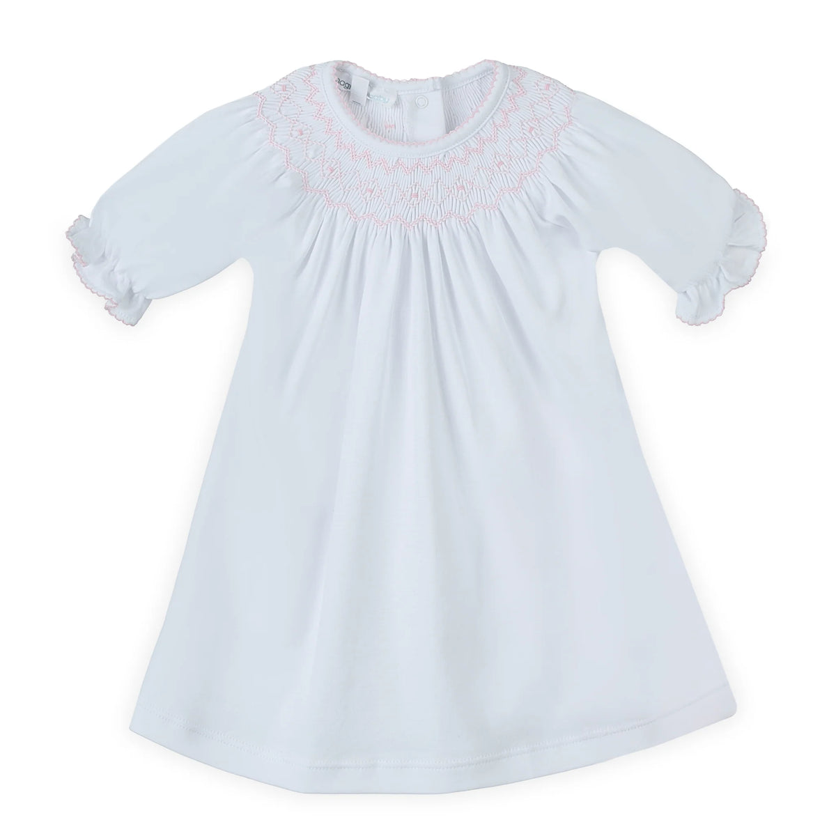 MB Lizzie's Classic Bishop S/S Dress-White/Pink