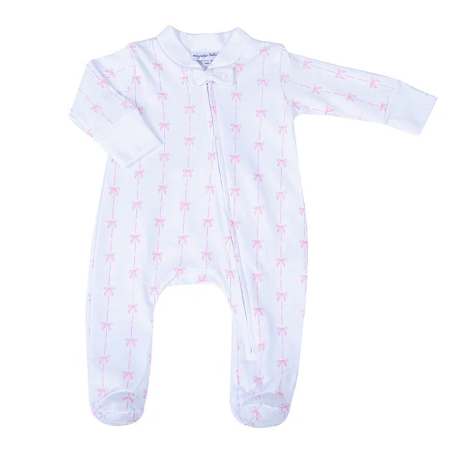 Magnolia Baby Bow Print Zipper Footie