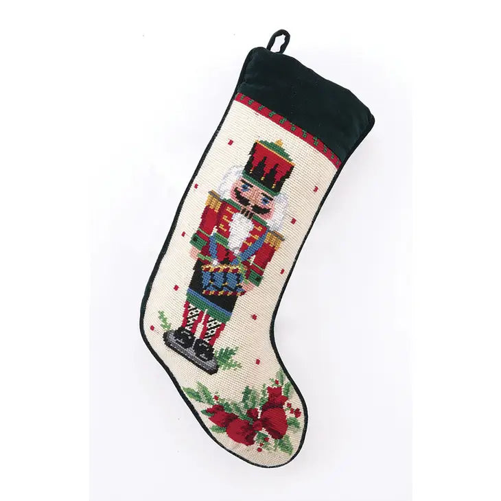 Nutcracker Melody Drum Needlepoint Stocking