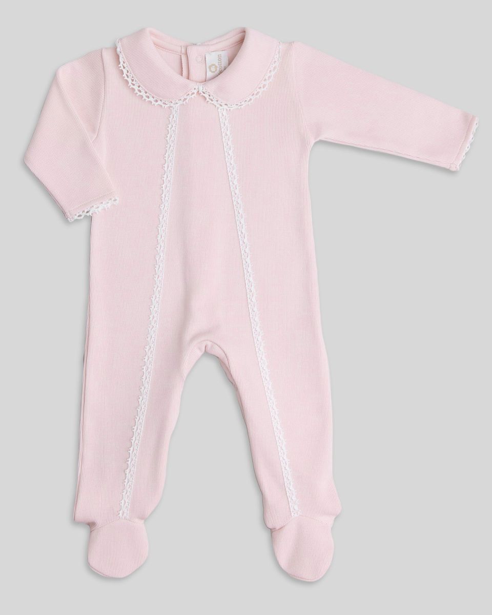 Cotton Peru Milan Special Lace Footie-Pink