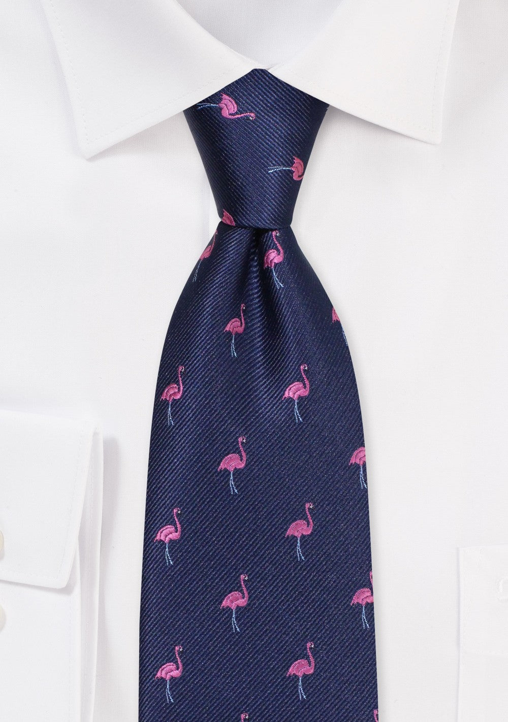 Navy Tie w/ Pink Flamingos