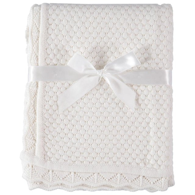 Baby Dove Popcorn Scallop Knit Blanket