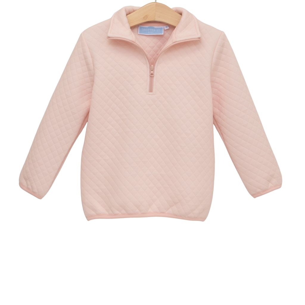 Trotter Street 1/4 Zip Quilted Pullover-Lt. Pink