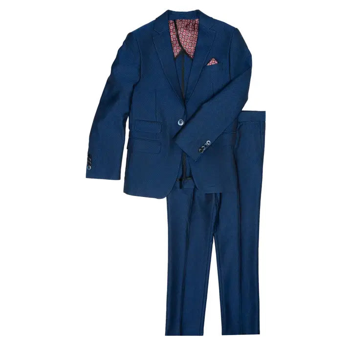 Isaac Mizrahi Navy Boys Textured Suit