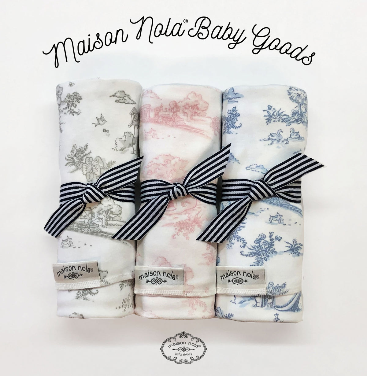 Maison Nola Blue Toile Stretch Swaddle