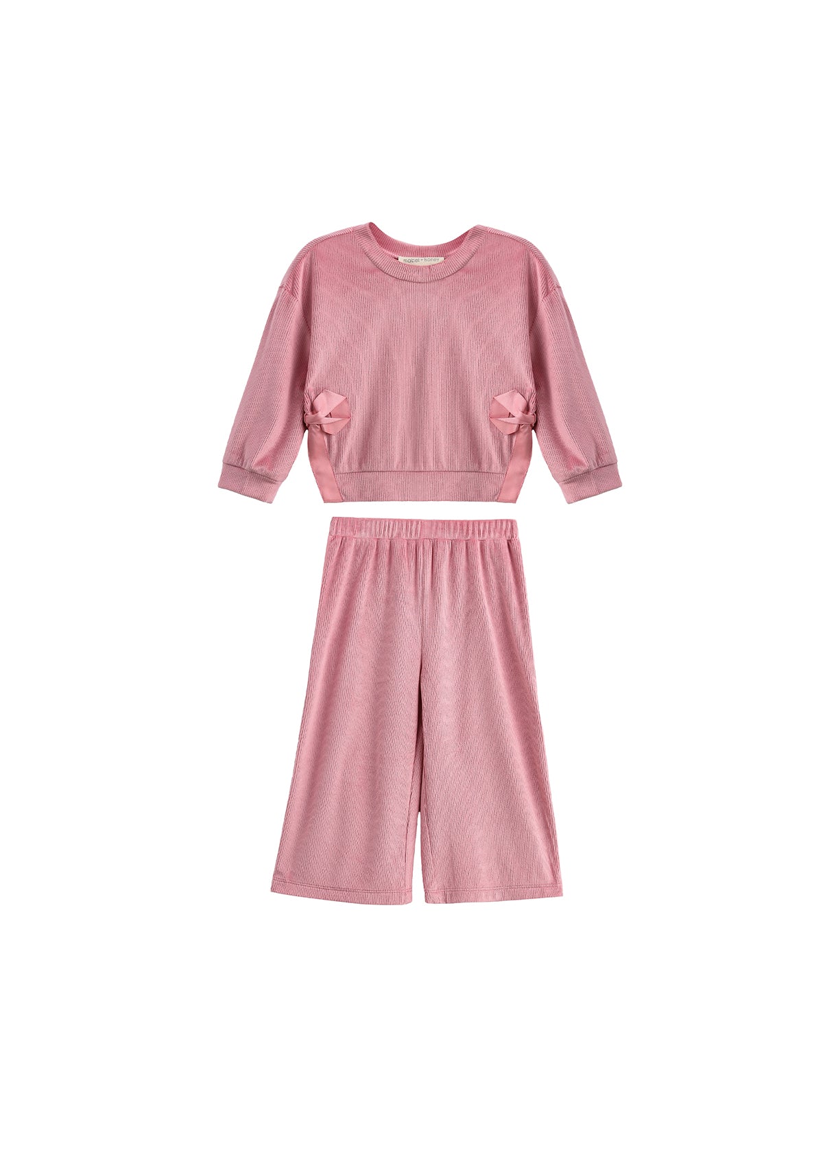 Mabel & Honey Bowtiful Chenille Blush 2 pc. Pant Set