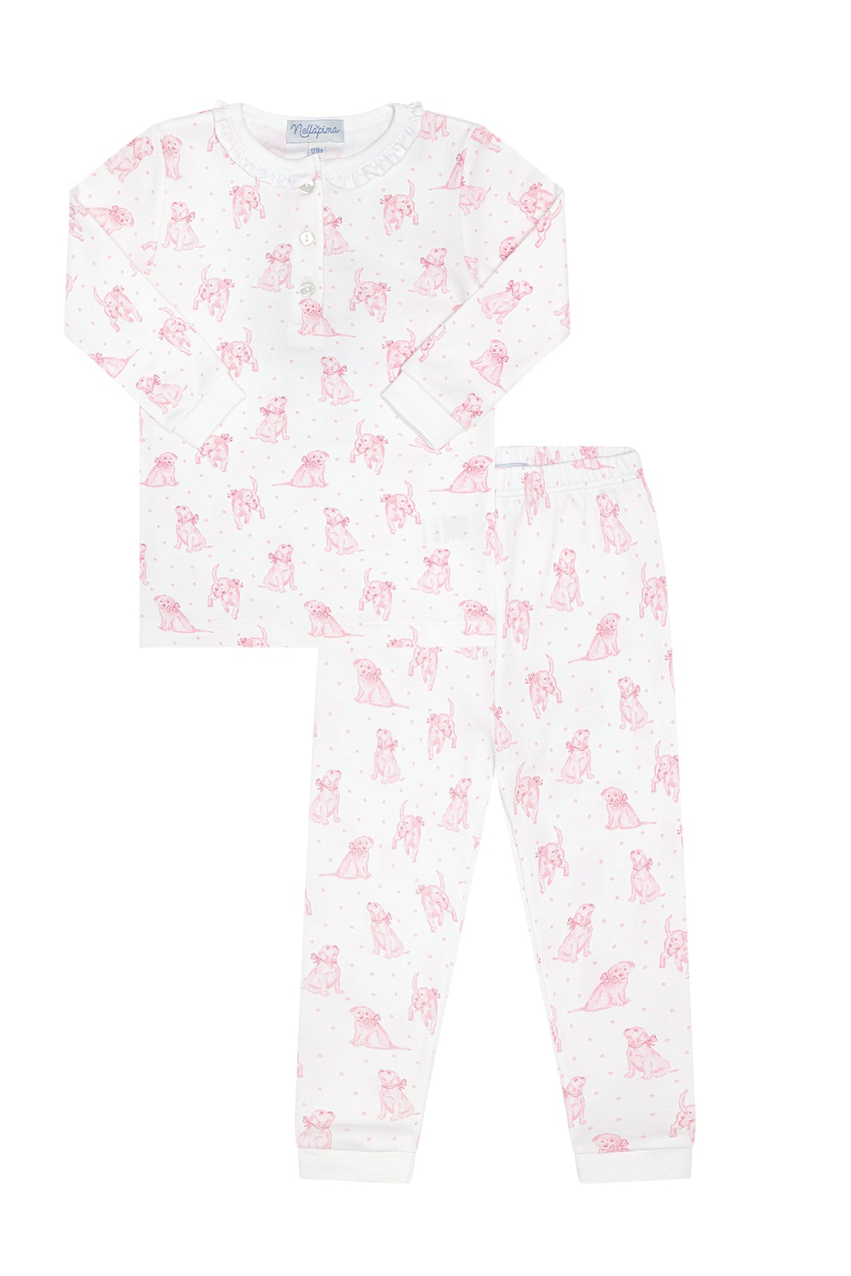 Nella Pima Pink Puppy Love Print PJ's-Pink