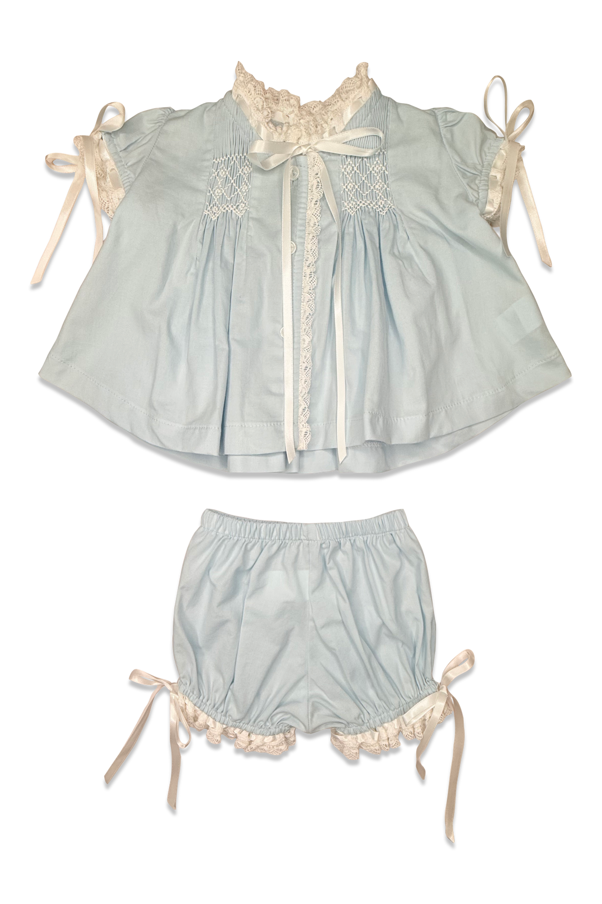 Percy & Tyne Blue Batiste Heirloom Bloomer Set