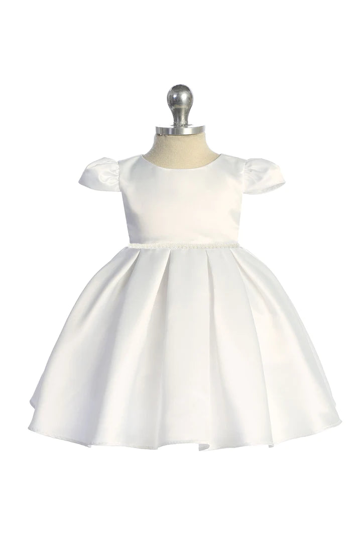 Kid's Dream Classic Pleated Baby Dress w/ Pearl-White