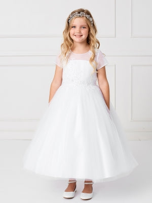 Tip Top Kids Mesh Cap Sleeved Illusion Neckline