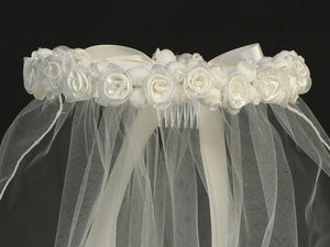 Lito White Veil Satin Flowers & Pearls T-12