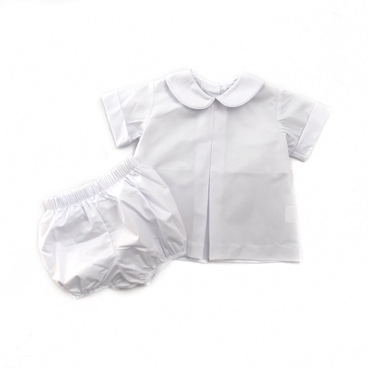 Banbury Cross Solid White Boy Bloomer Set