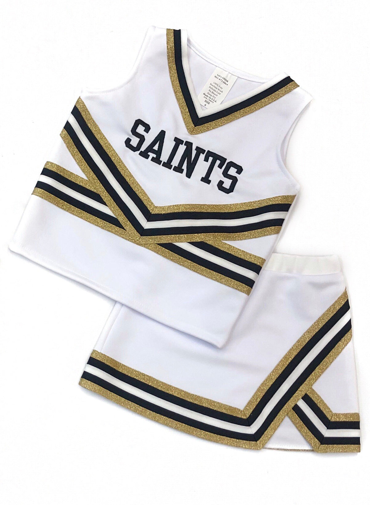 Saints White/Metallic Cheerleader Uniform