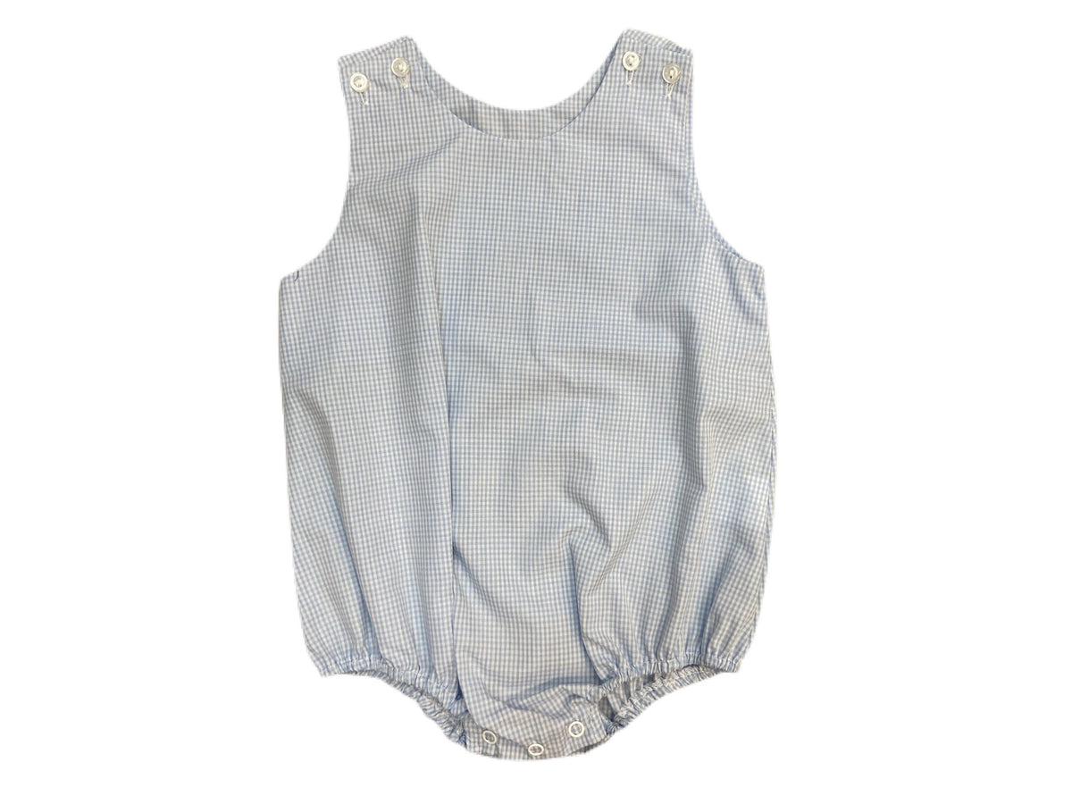 Banbury Button Shoulder Lt Blue Gingham Bubble