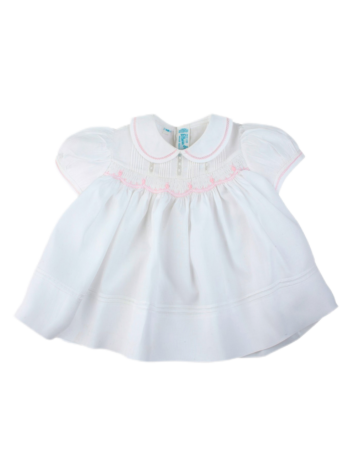 Feltman White Rosebud Detail Smocked Dress
