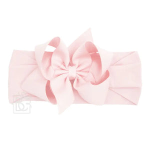 Light Pink Pantyhose Headband with 4.5" Grosgrain Bow