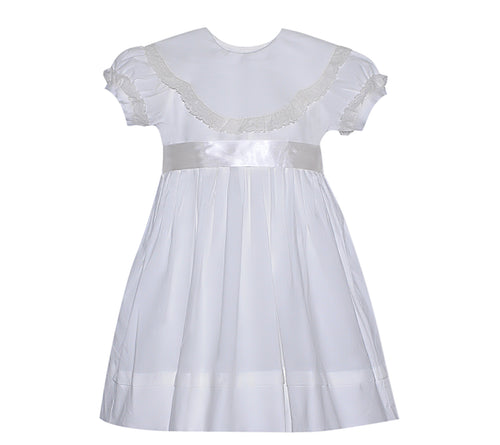 P&R Mary White Dress with Collar and Sash