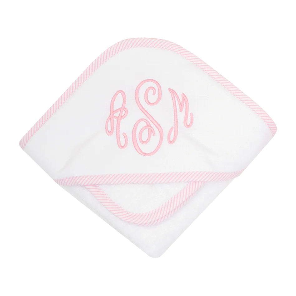 3 Marthas Pink Seersucker Striped Hooded Towel in Box