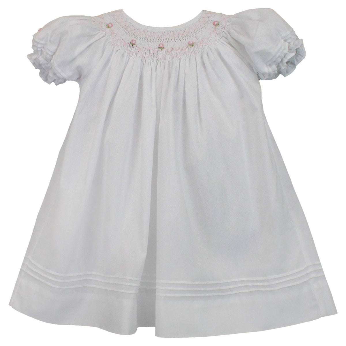 Petit Ami White Simple Smocked Daygown