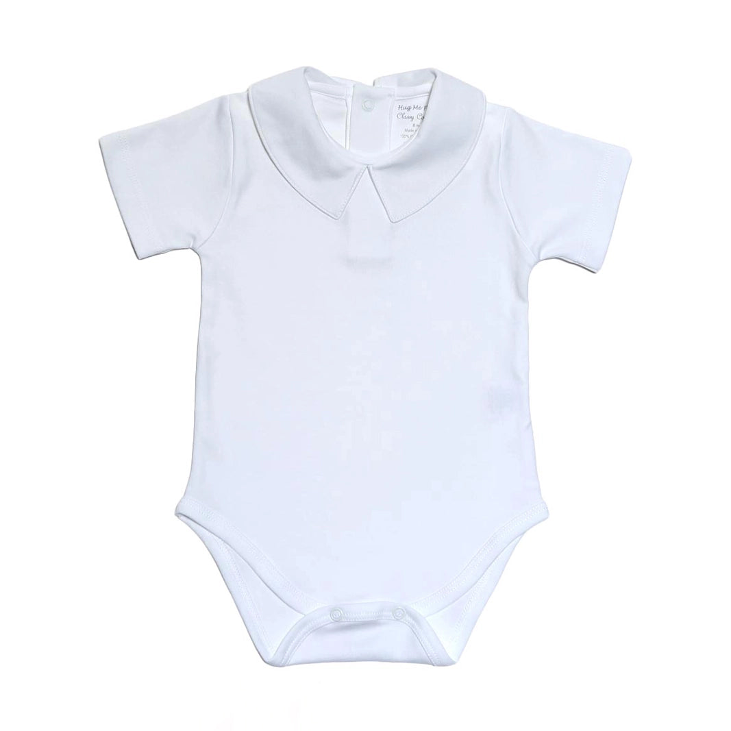 Hug Me First White Pima Boys S/S Bodysuit