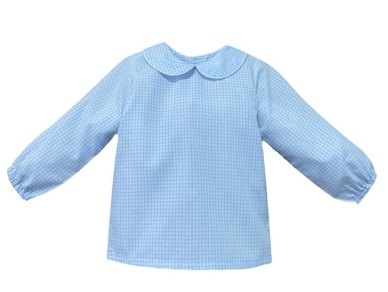 RN Blue Windowpane L/S Peter Pan Shirt