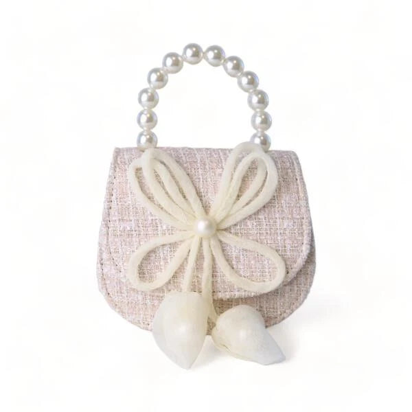 Bowtie Tweed Purse-Beige