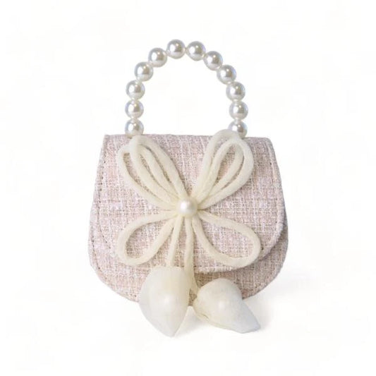 Bowtie Tweed Purse-Beige