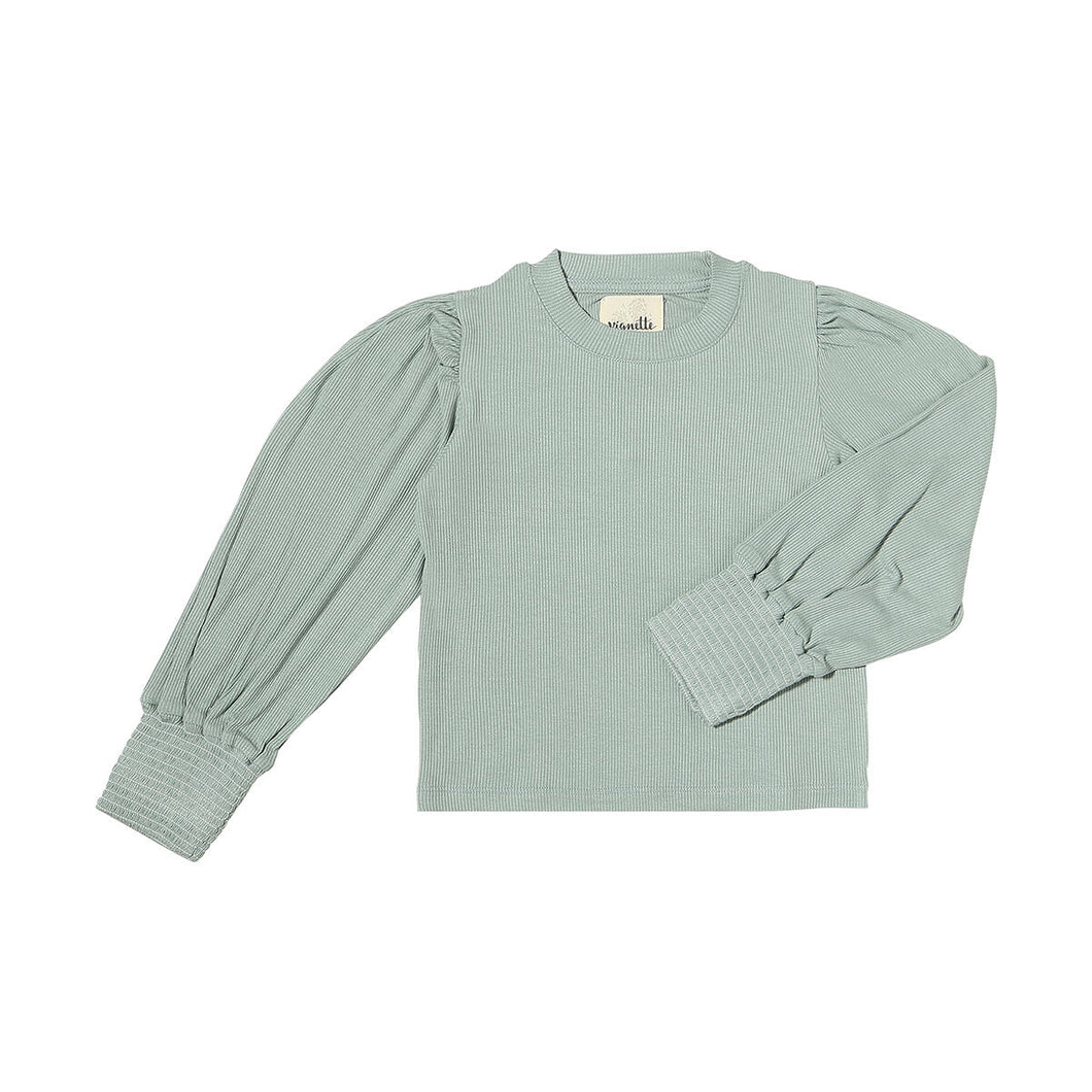 Vignette Sage Puff Ribbed Shirt